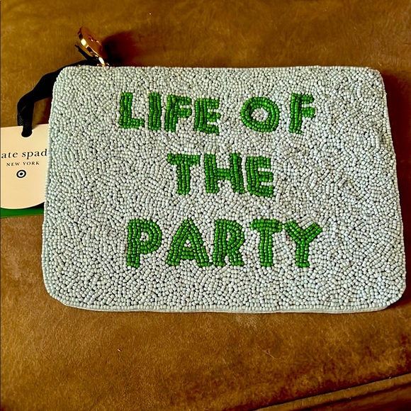 kate spade Handbags - Kate Spade Beaded Pouch - Green and White